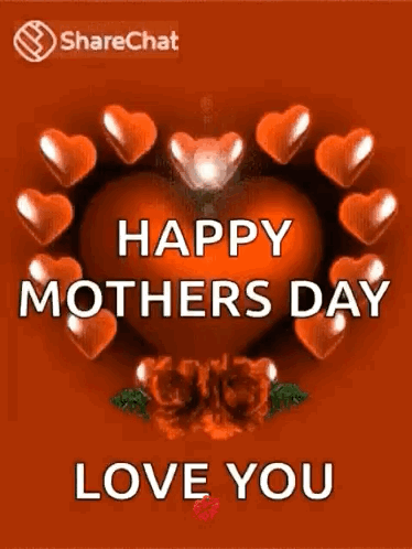 A Happy Mother 'S Day Greeting Card With Hearts Around A Heart And The Words `` Happy Mother 'S Day Love You '' . GIF