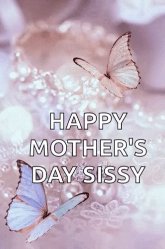 A Happy Mother 'S Day Sissy Greeting Card With Butterflies On A Purple Background GIF