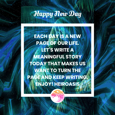 A Happy New Day Greeting Card With A Blue Background GIF