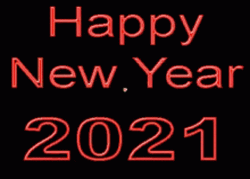 A Happy New Year 2021 Greeting Card With A Wreath In The Middle GIF