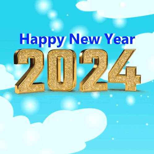Happy New Year 2024 Greeting Card With Gold Numbers GIF