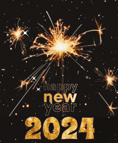 A Happy New Year 2024 Greeting Card With Sparklers GIF