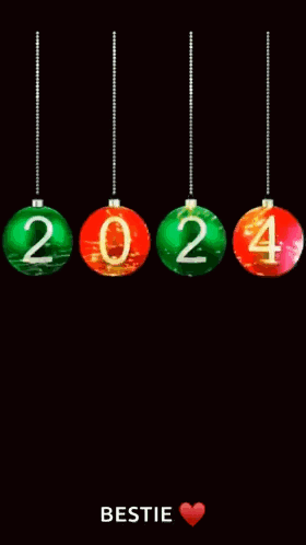 A Happy New Year Bestie Card With Christmas Balls GIF