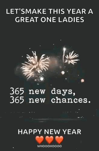 A Happy New Year Greeting Card With A Fireworks Display In The Background GIF