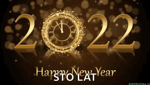 A Happy New Year Greeting Card With A Golden Clock GIF