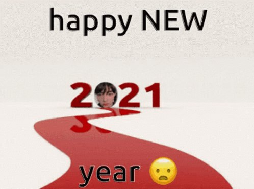 a happy new year greeting card with a red path