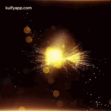 A Happy New Year Greeting Card With A Yellow Explosion In The Background GIF