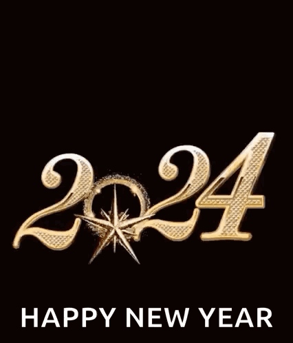 A Happy New Year Greeting Card With Fireworks And The Year 2024 GIF