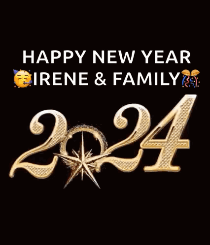 A Happy New Year Greeting Card With Fireworks Behind The Numbers 2024 GIF