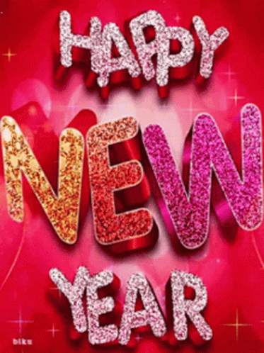 Happy New Year Greeting Card With Glitter GIF