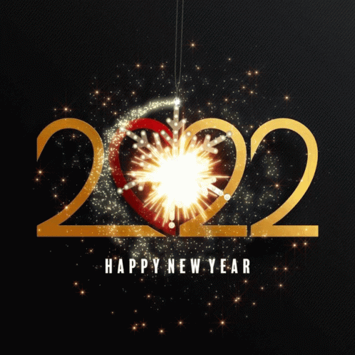 A Happy New Year Greeting Card With The Number 2022 GIF