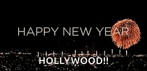 A Happy New Year Hollywood Greeting Is Displayed GIF