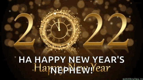 A Happy New Year 'S Greeting Card With A Clock GIF