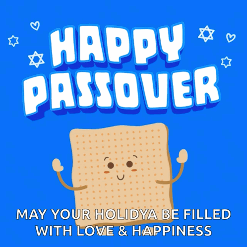 A Happy Passover Greeting Card With A Picture Of A Loaf Of Matzo GIF