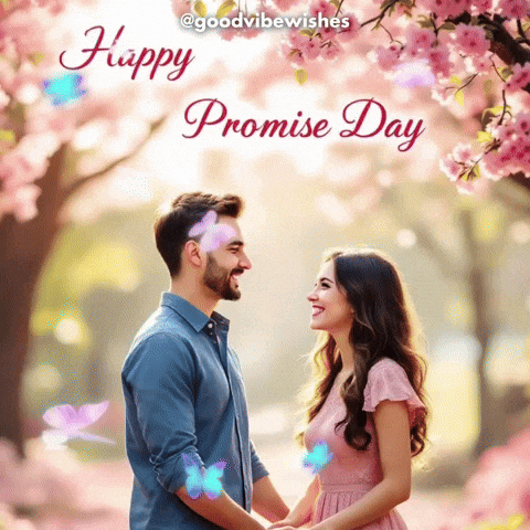 A Happy Promise Day Greeting With A Couple Holding Hands GIF