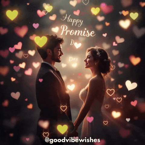 A Happy Promise Day Greeting With A Man And Woman Holding Hands GIF