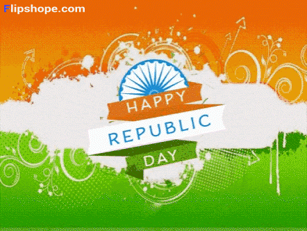 A Happy Republic Day Greeting Card With A Fan On It GIF