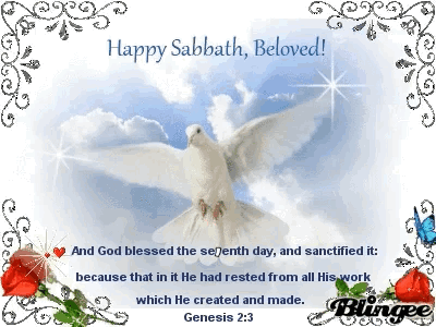 A Happy Sabbath Beloved Greeting Card With A White Dove GIF