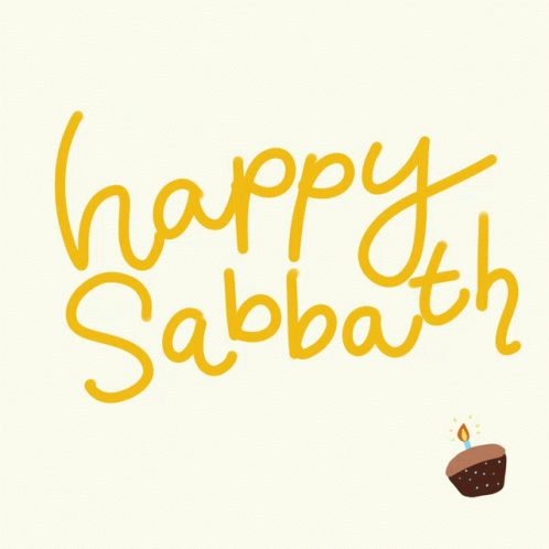 A Happy Sabbath Greeting Card With A Cake GIF