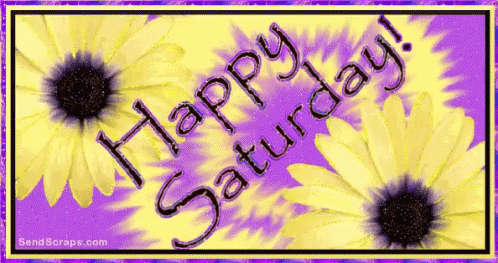 A Happy Saturday Greeting Card With Yellow Daisies GIF