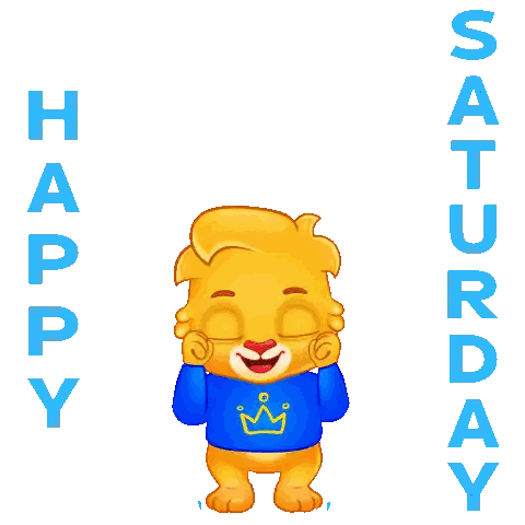 a happy saturday sticker with a cartoon bear