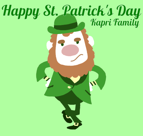 A Happy St. Patrick 'S Day Kapri Family Card With A Leprechaun GIF