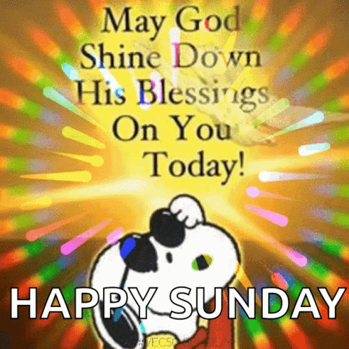 A Happy Sunday Greeting With Snoopy On It GIF
