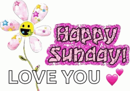 A Happy Sunday Love You Sign With A Flower And Hearts GIF