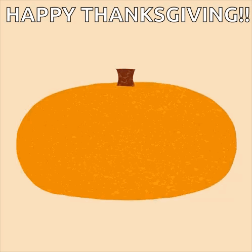 A Happy Thanksgiving Greeting Card With A Pumpkin And The Words Feeling Grateful GIF