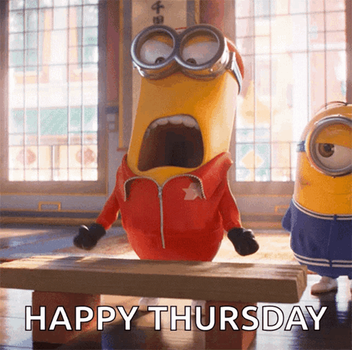 A Happy Thursday Message With A Cartoon Character GIF