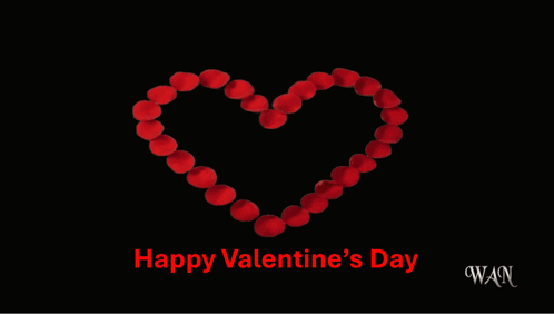 A Happy Valentine 'S Day Greeting Card With A Heart Made Of Rose Petals GIF