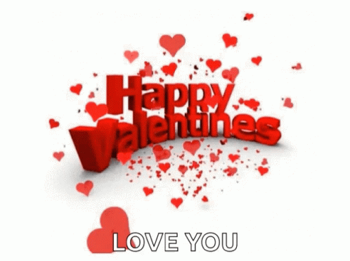A Happy Valentine 'S Day Greeting Card With Hearts And The Words `` Love You '' . GIF