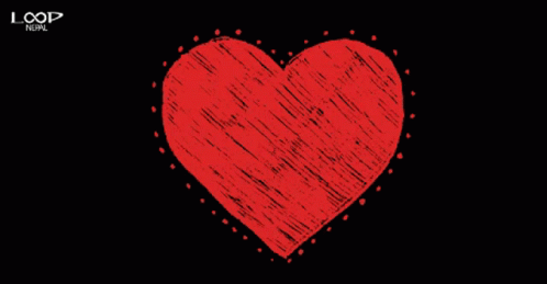 A Happy Valentine 'S Day Greeting With A Red Heart On A Black Background GIF