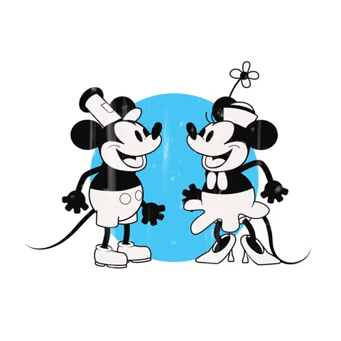 A Happy Valentines Day Greeting Card With Mickey Mouse And Minnie Mouse GIF