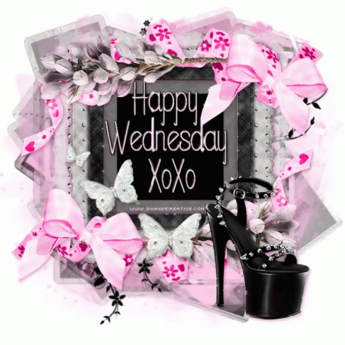 A Happy Wednesday Greeting Card With A Picture Of A High Heel GIF