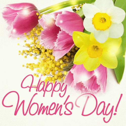 A Happy Women 'S Day Greeting Card With Flowers GIF