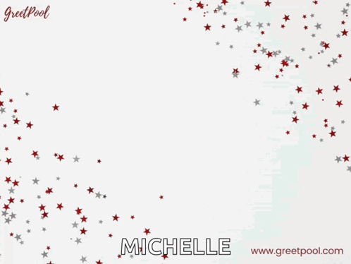 A Happy Work Anniversary Card With The Name Michelle GIF