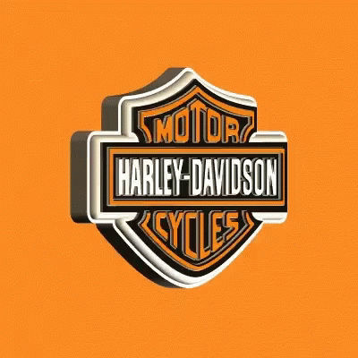 A Harley Davidson Logo Is On A Orange Background GIF