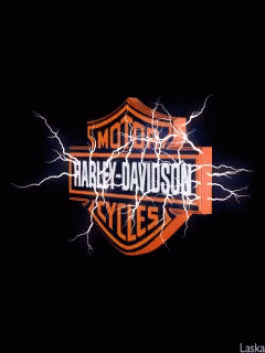 A Harley Davidson Logo With Lightning Behind It GIF