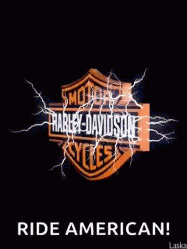 A Harley Davidson Logo With Lightning Bolts Around It GIF