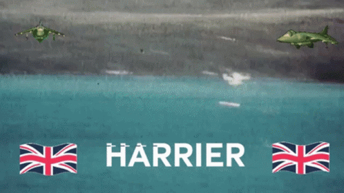 A Harrier Jet Is Flying Over The Ocean GIF