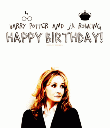 A Harry Potter And J.k. Rowling Happy Birthday Card GIF