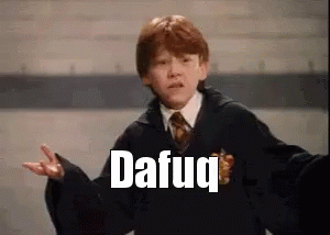 A Harry Potter Character With The Word Dafug Written On His Chest GIF