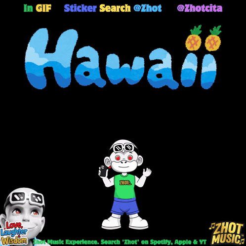 A Hawaii Sticker With A Monkey Wearing Sunglasses GIF