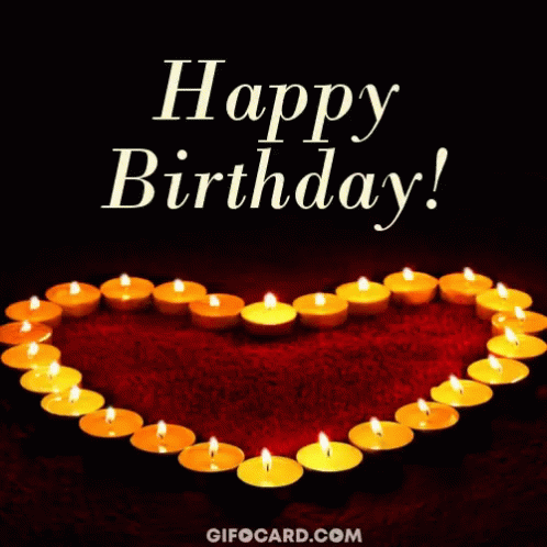 A Heart Made Of Candles With The Words Happy Birthday GIF