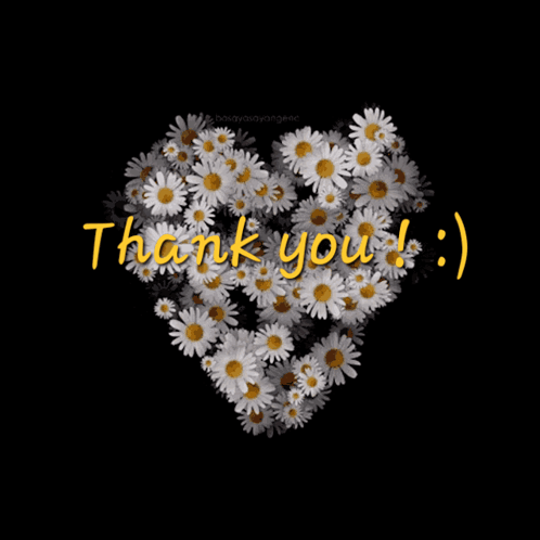 A Heart Made Of Daisies With The Words Thank You On It GIF