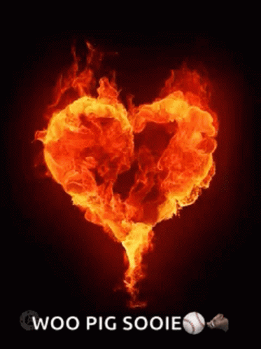 A Heart Made Of Flames With The Words Woo Pig Sooie GIF