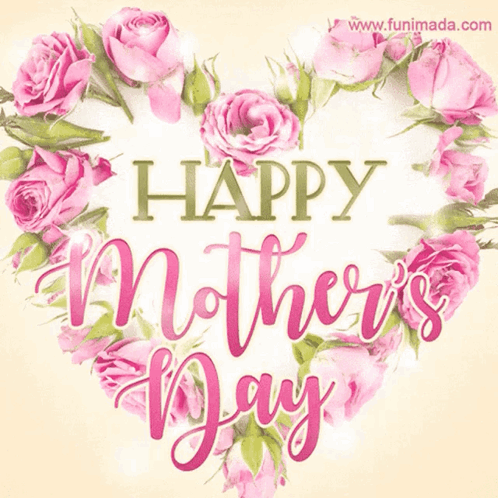 A Heart Made Of Pink Roses With The Words Happy Mother 'S Day On It GIF