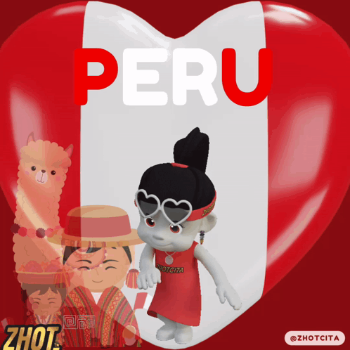 A Heart Shaped Balloon With The Word Peru In White Letters GIF