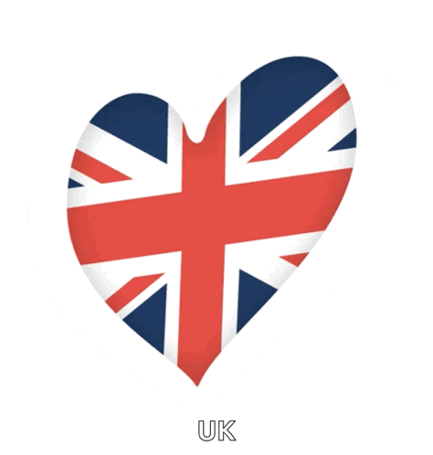 A Heart Shaped British Flag With The Word Uk Below It GIF